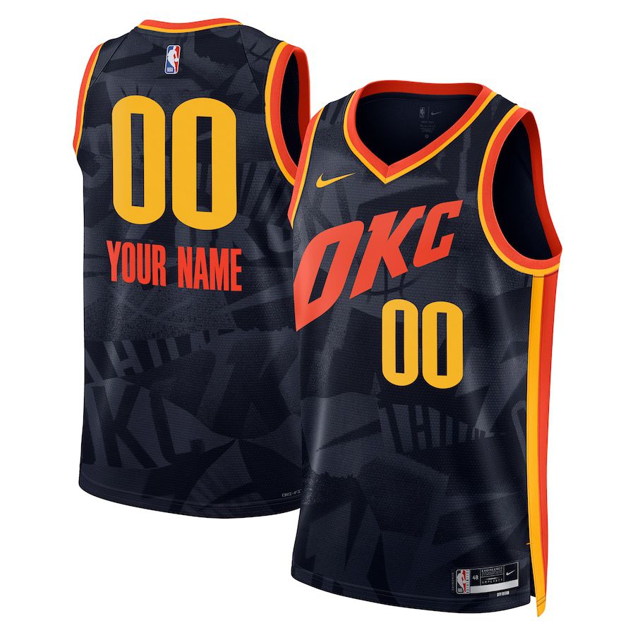 Men Oklahoma City Thunder Nike Navy City Edition 2023-24 Custom Swingman NBA Jersey->customized nba jersey->Custom Jersey